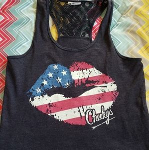 Cheekys Patriotic Lips tank top